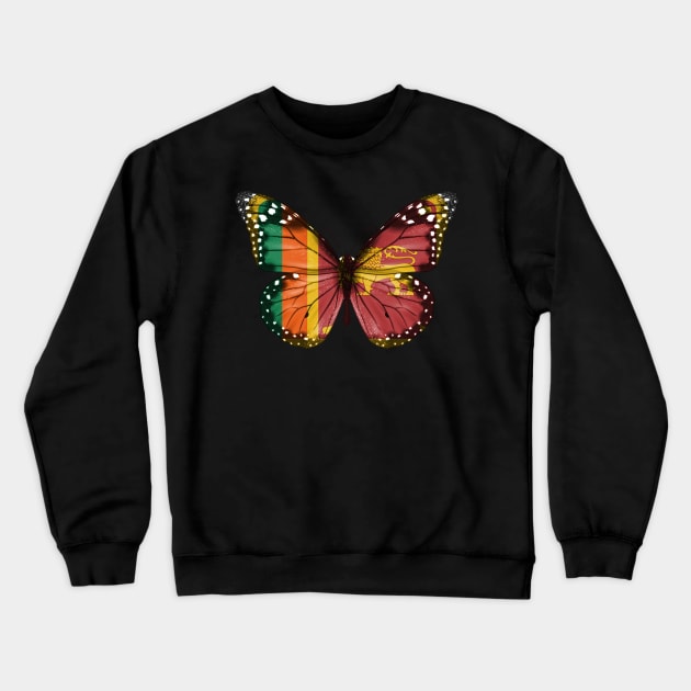 Sri Lankan Flag  Butterfly - Gift for Sri Lankan From Sri Lanka Crewneck Sweatshirt by Country Flags